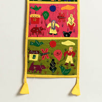 Pipli Applique Work Wall Hanging Letter Holder - (4 Pockets)