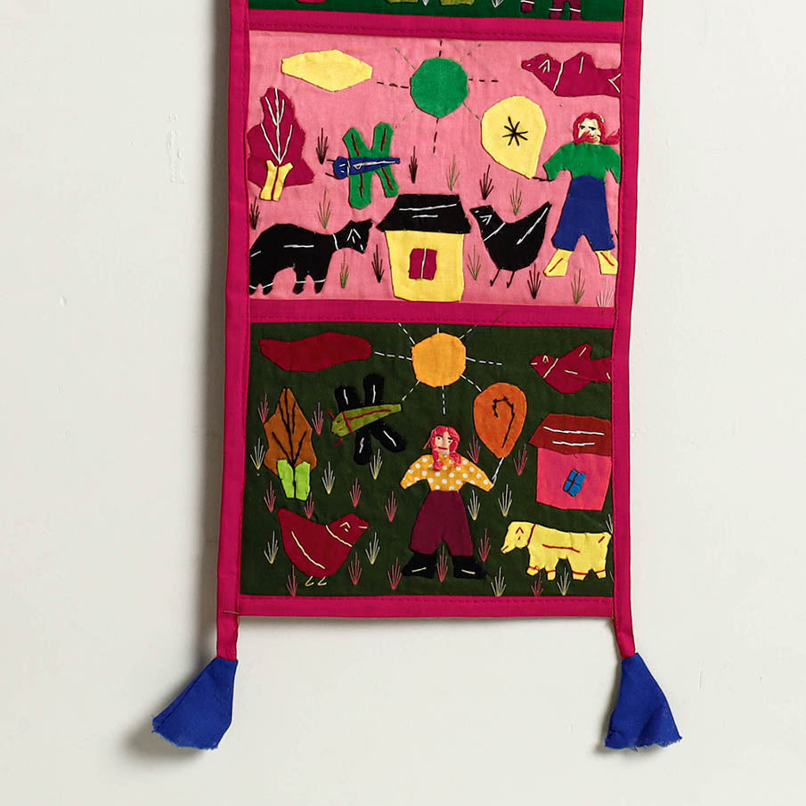 Pipli Applique Work Wall Hanging Letter Holder - (4 Pockets)