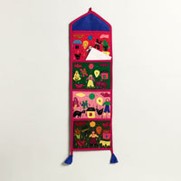 Pipli Applique Work Wall Hanging Letter Holder - (4 Pockets)