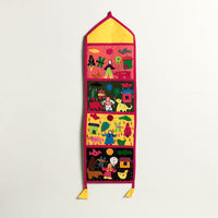 Pipli Applique Work Wall Hanging Letter Holder - (4 Pockets)