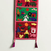 Pipli Applique Work Wall Hanging Letter Holder - (5 Pockets)