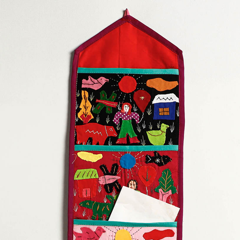 Pipli Applique Work Wall Hanging Letter Holder 