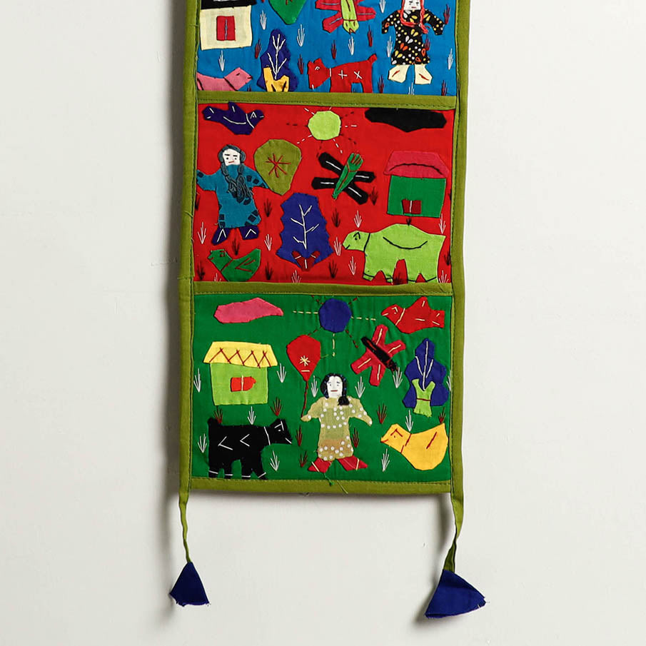 Pipli Applique Work Wall Hanging Letter Holder - (5 Pockets)