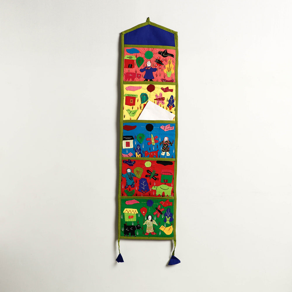 Pipli Applique Work Wall Hanging Letter Holder - (5 Pockets)