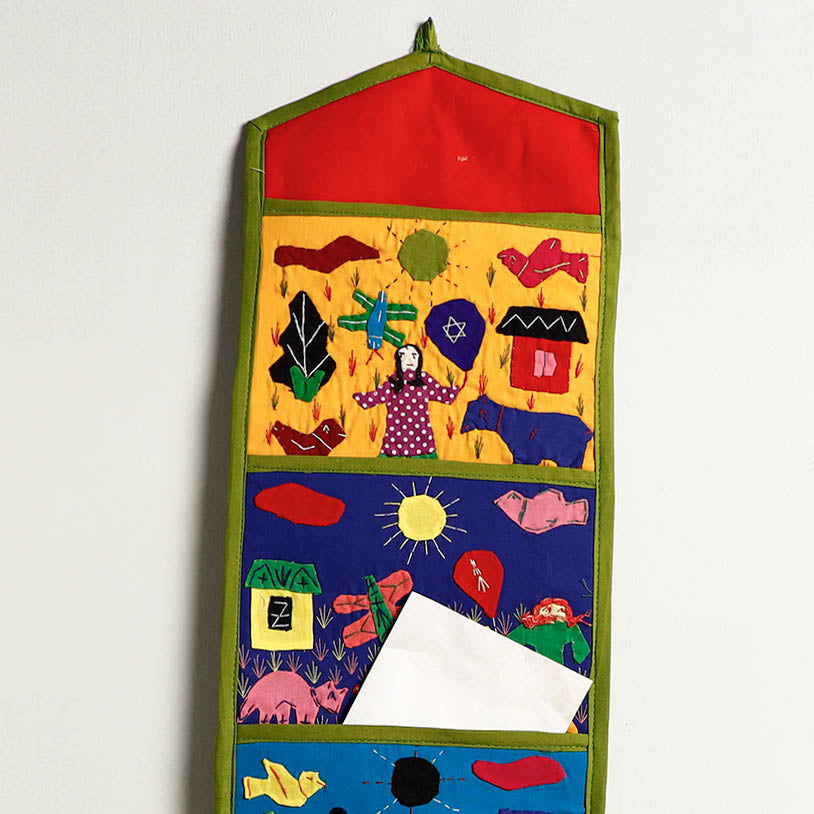 Pipli Applique Work Wall Hanging Letter Holder - (5 Pockets)