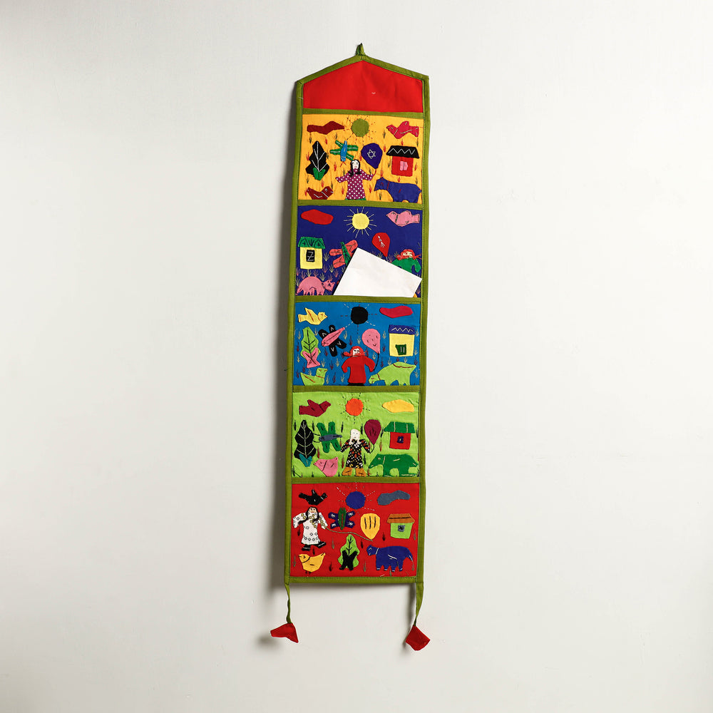 Pipli Applique Work Wall Hanging Letter Holder - (5 Pockets)