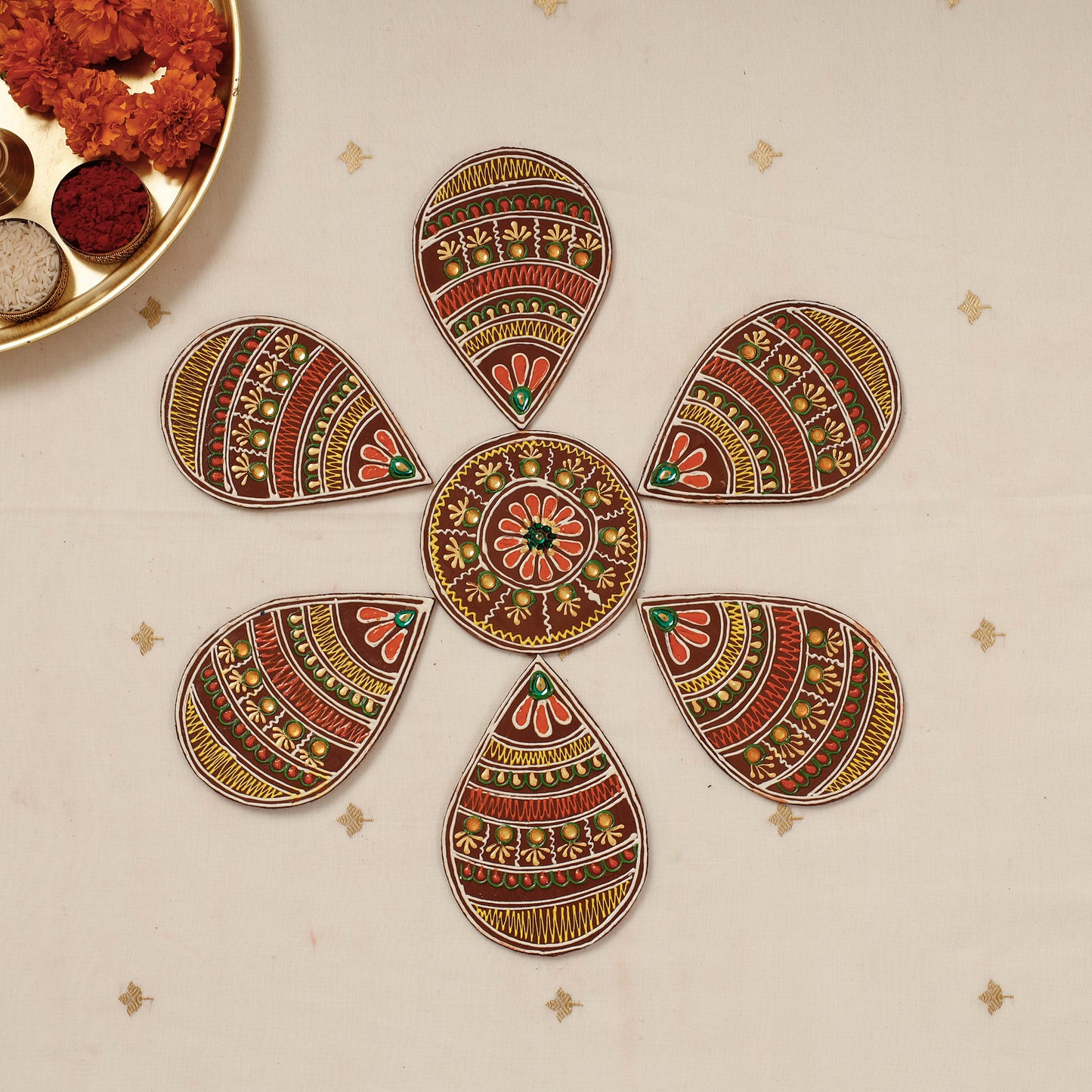 Flower - Traditional Hand Painted Beadwork Decor Rangoli