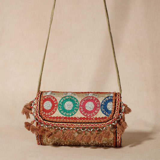 Brown - Khambadiya Patchwork Cotton Sling Bag