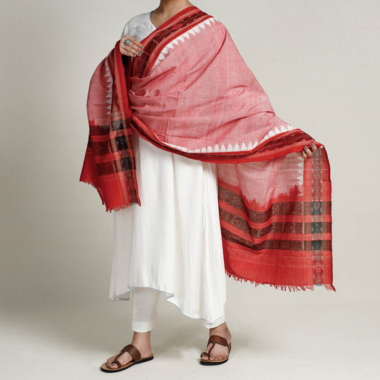 Pink - Sambalpuri Ikat Weave Handloom Cotton Dupatta