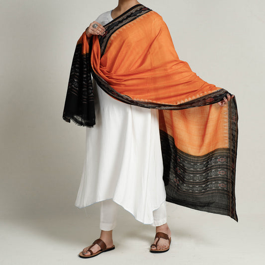 Orange - Sambalpuri Ikat Weave Handloom Cotton Dupatta