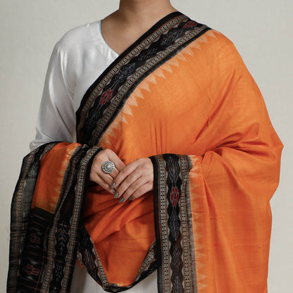 Orange - Sambalpuri Ikat Weave Handloom Cotton Dupatta