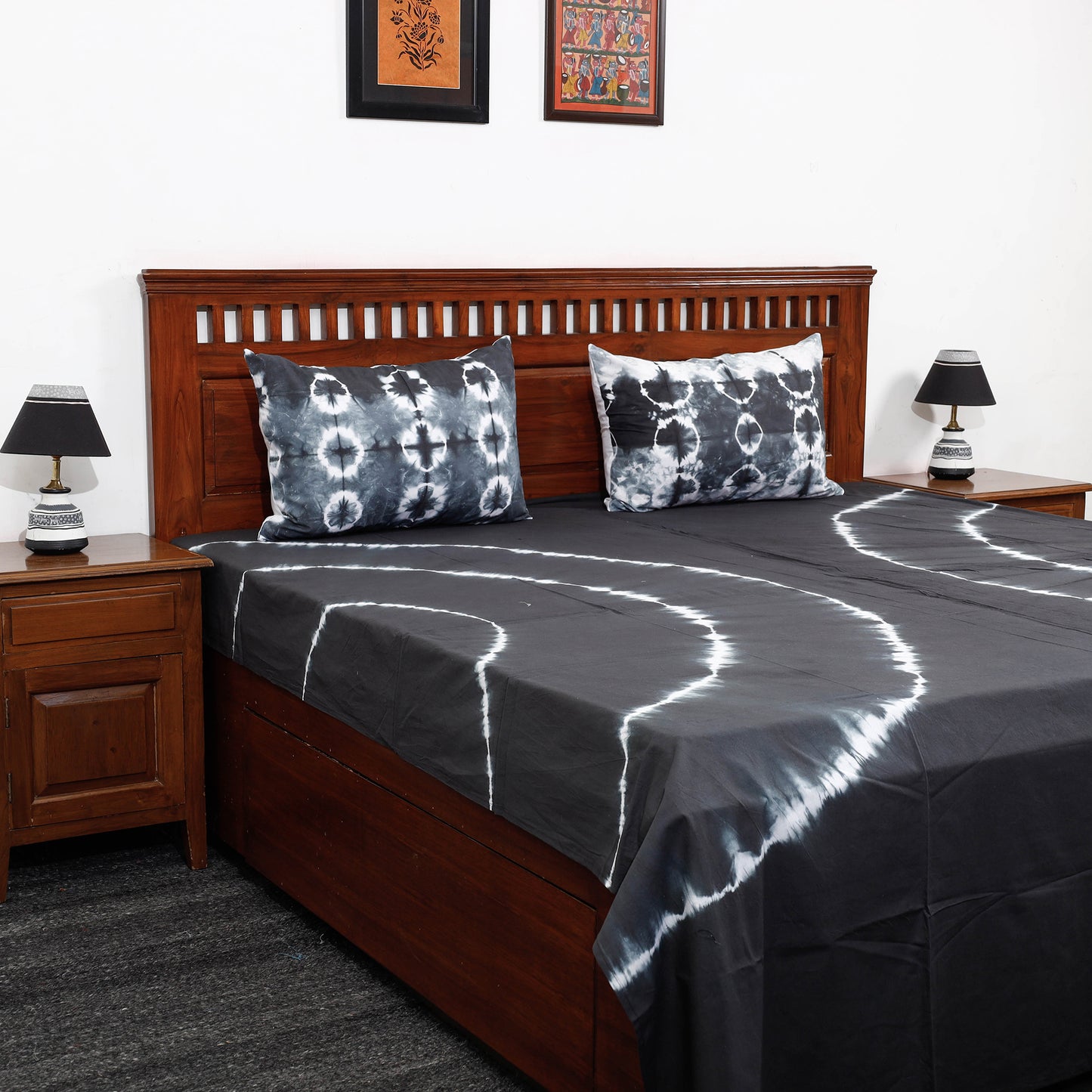 shibori double bed cover set