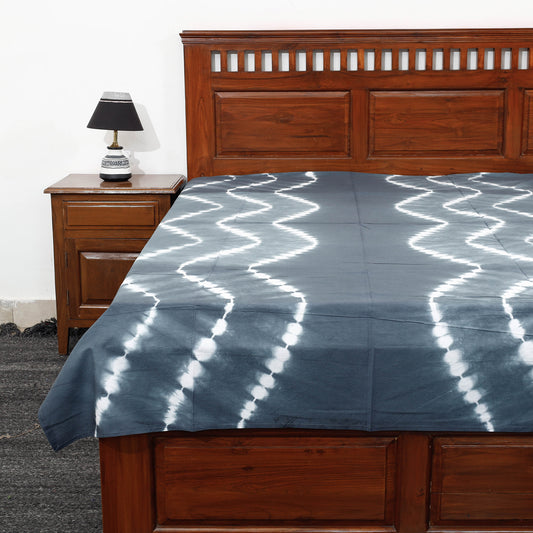 Grey - Shibori Tie-Dye Pure Cotton Single Bed Cover (90 x 60 in)