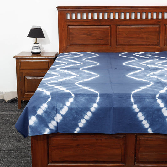 Blue - Shibori Tie-Dye Pure Cotton Single Bed Cover (90 x 60 in)