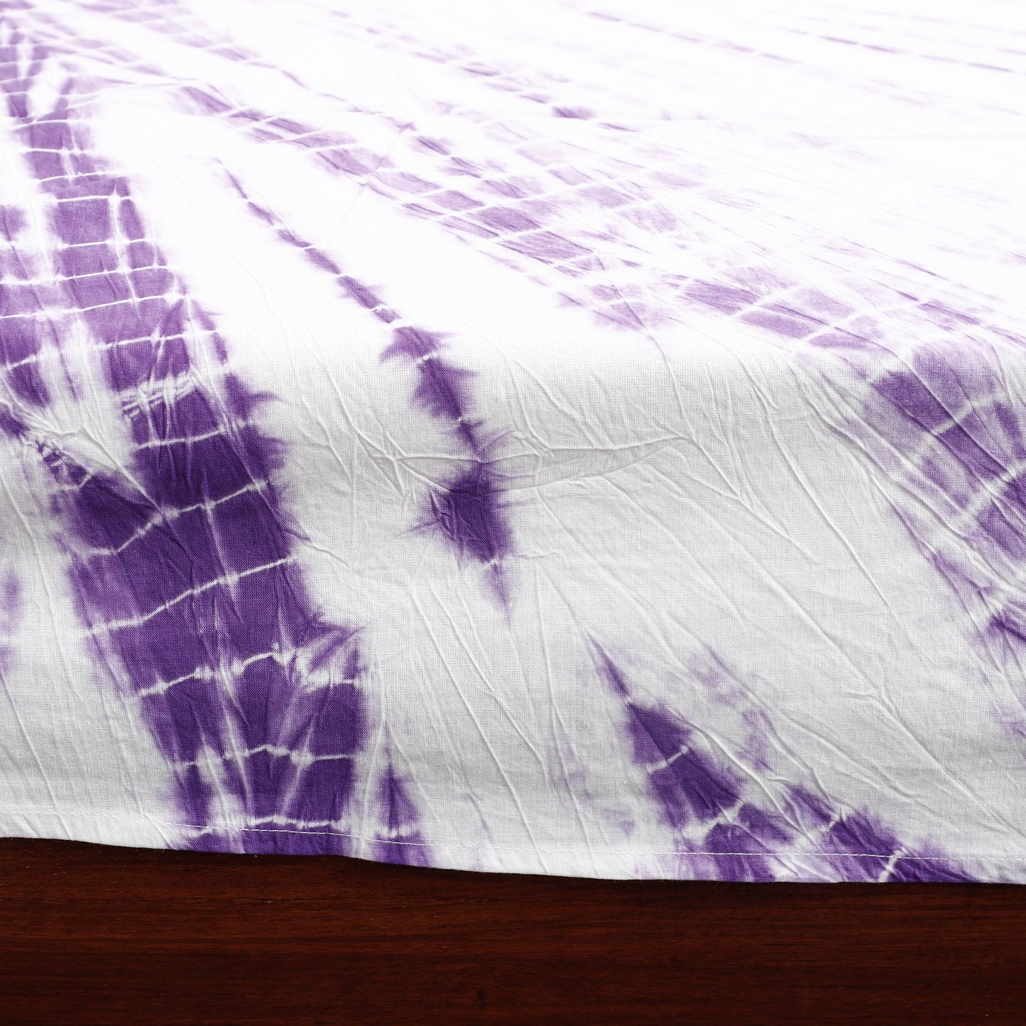 White - Shibori Tie-Dye Pure Cotton Single Bed Cover (90 x 60 in)