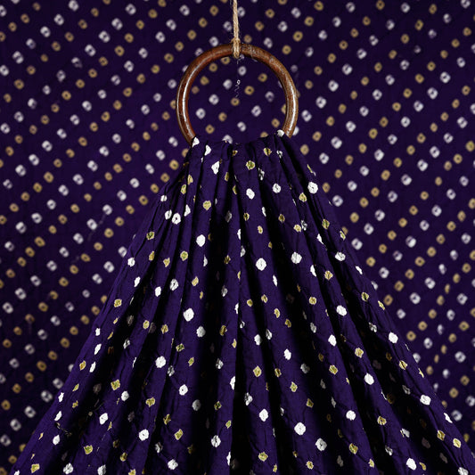 Indigo Purple Kutch Bandhani Tie-Dye Mul Cotton Fabric
