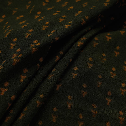 Green & Yellow Butti's Pure Wool Handloom Ajrakh Hand Block Printed Fabric