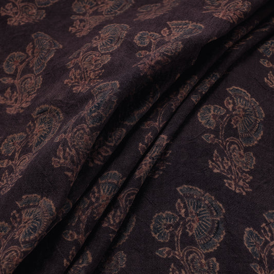 Brown With Butta Pure Wool Handloom Ajrakh Hand Block Printed Fabric