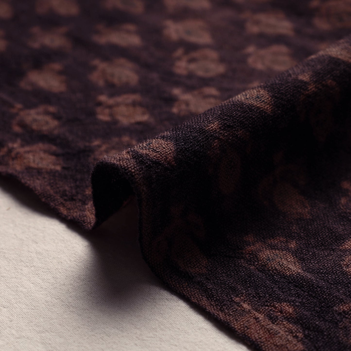 Maroon - Tiny Motifs Pure Wool Handloom Ajrakh Hand Block Printed Fabric