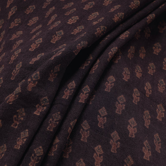 Black  Pure Wool Handloom Ajrakh Hand Block Printed Fabric
