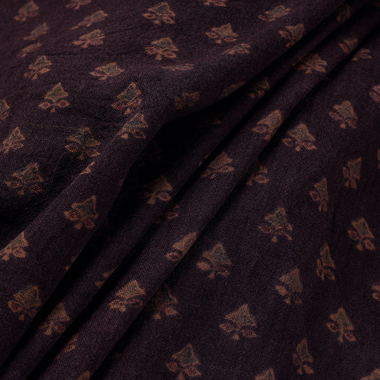 Motifs On Maroon Pure Wool Handloom Ajrakh Hand Block Printed Fabric