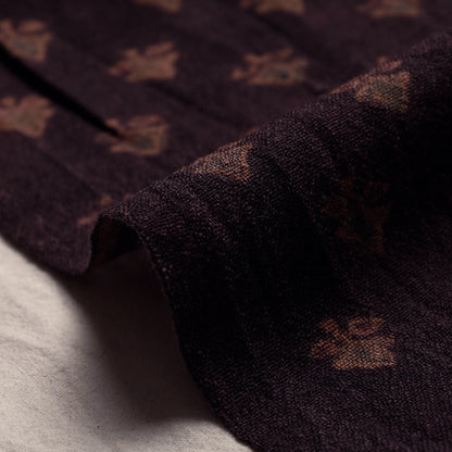 Motifs On Maroon Pure Wool Handloom Ajrakh Hand Block Printed Fabric