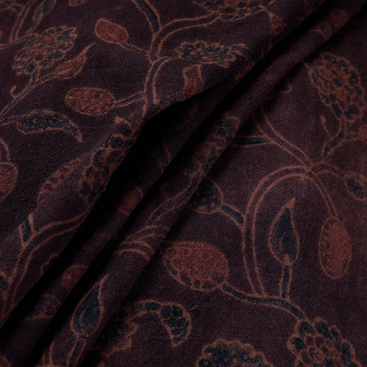 Maroon - Paisley Jaal Pure Wool Handloom Ajrakh Hand Block Printed Fabric