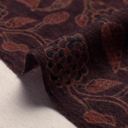 Maroon - Paisley Jaal Pure Wool Handloom Ajrakh Hand Block Printed Fabric