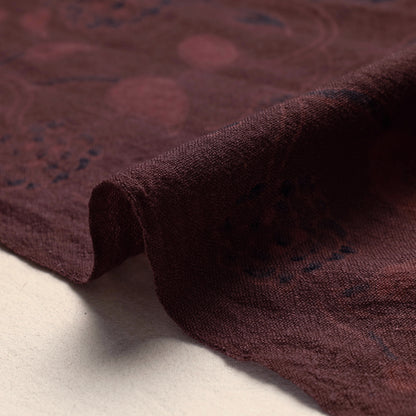 Auburn Maroon Pure Wool Handloom Ajrakh Hand Block Printed Fabric