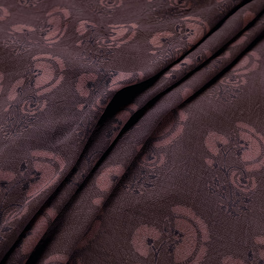 Maroon Butta Pure Wool Handloom Ajrakh Hand Block Printed Fabric