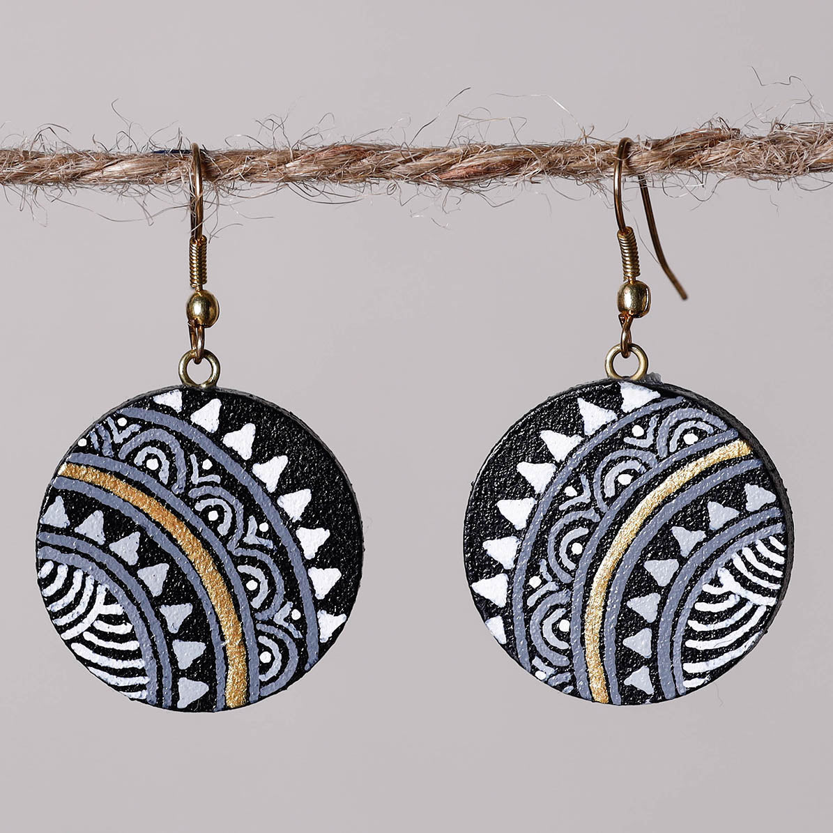 Handpainted miniature painting earrings on pine wood (MDF)