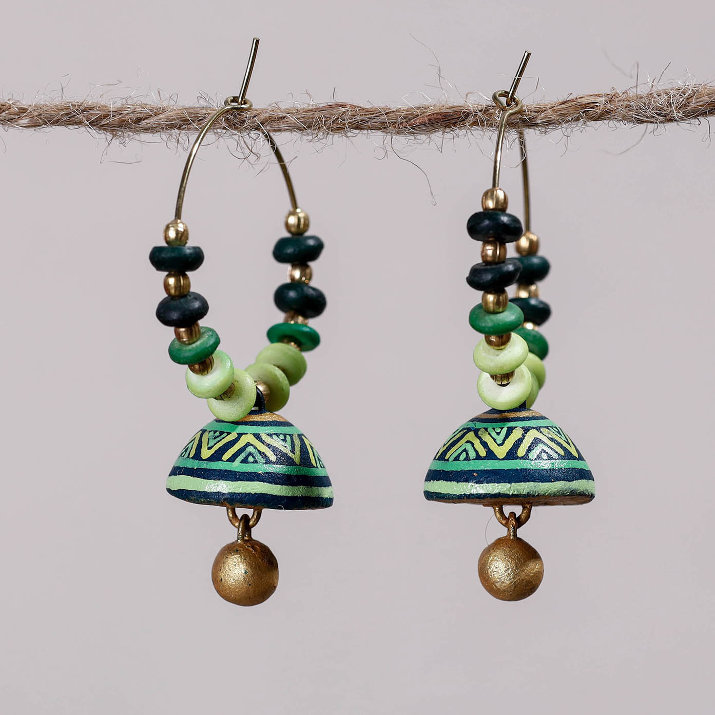 Miniature Handpainted Terracotta Big Bali Earrings