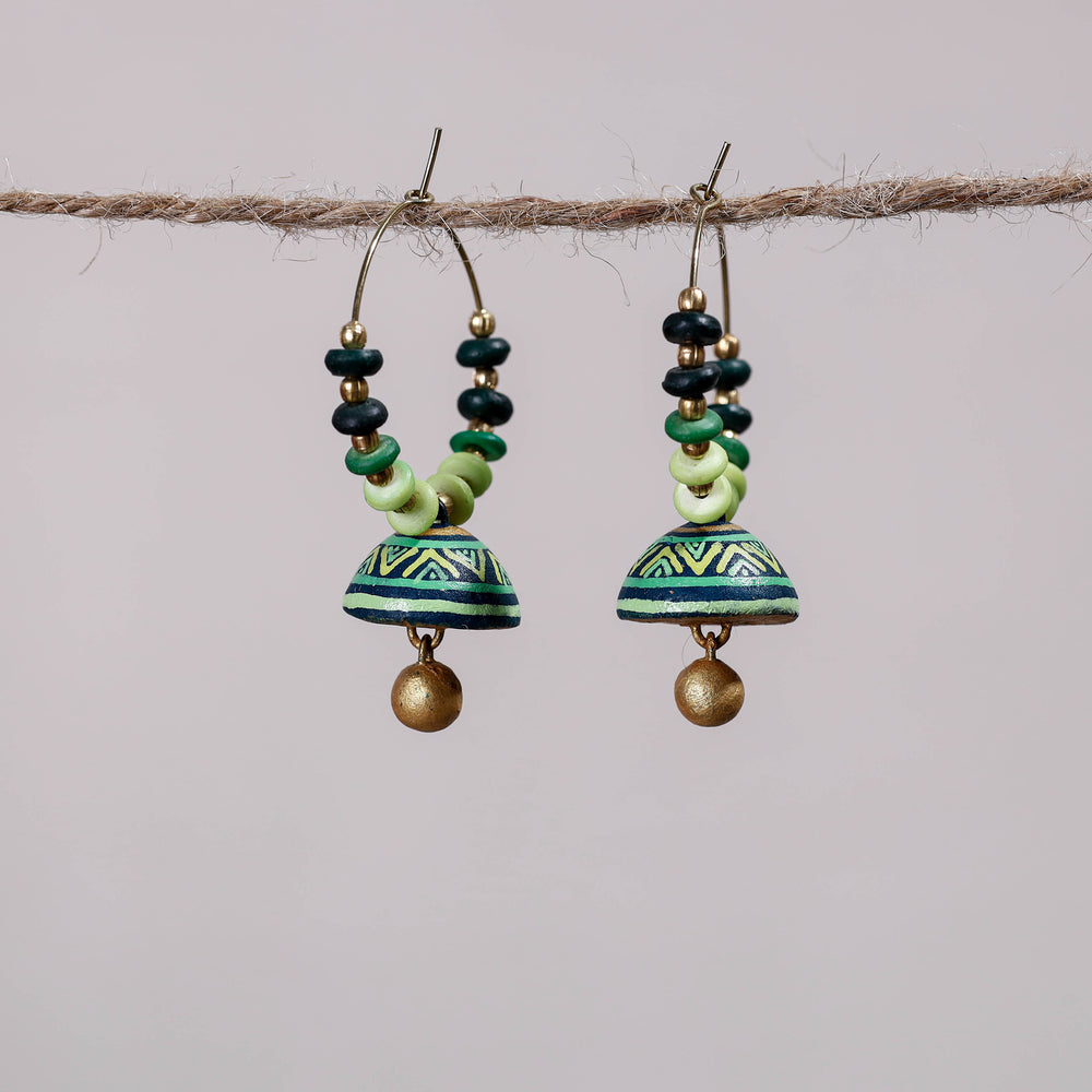 Miniature Handpainted Terracotta Big Bali Earrings