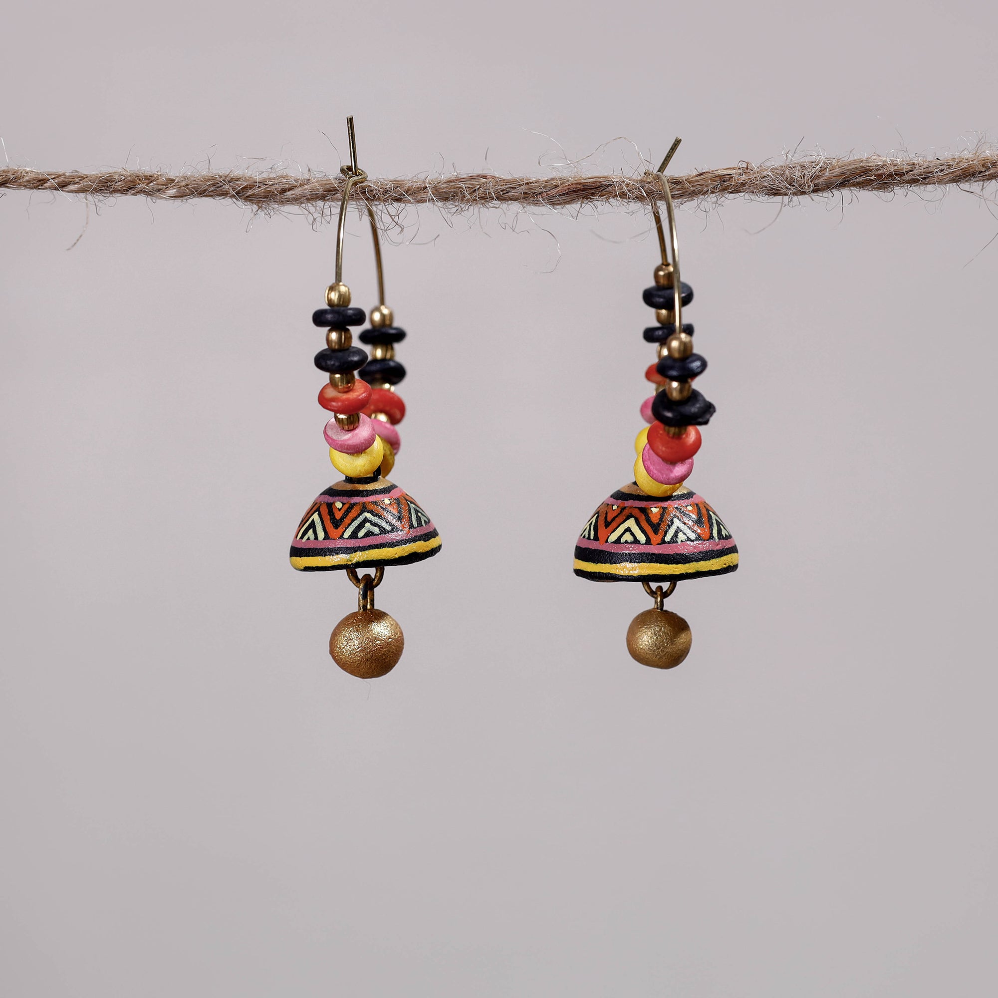 Miniature Handpainted Terracotta Big Bali Earrings | iTokri आई.टोकरी