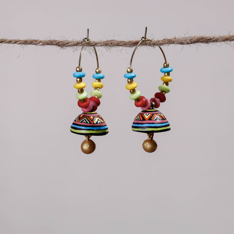 Miniature Handpainted Terracotta Big Bali Earrings