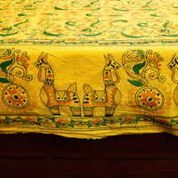 Yellow - Bengal Kantha Embroidered Cotton Single Bed Cover (119 x 69 in) 02