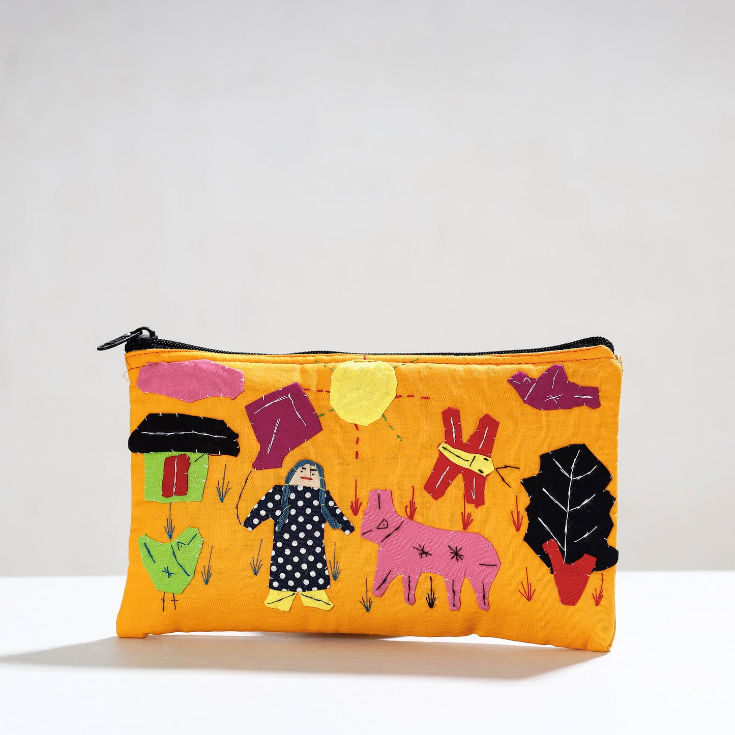 Pipli Applique Work Cotton Cosmetic Pouch