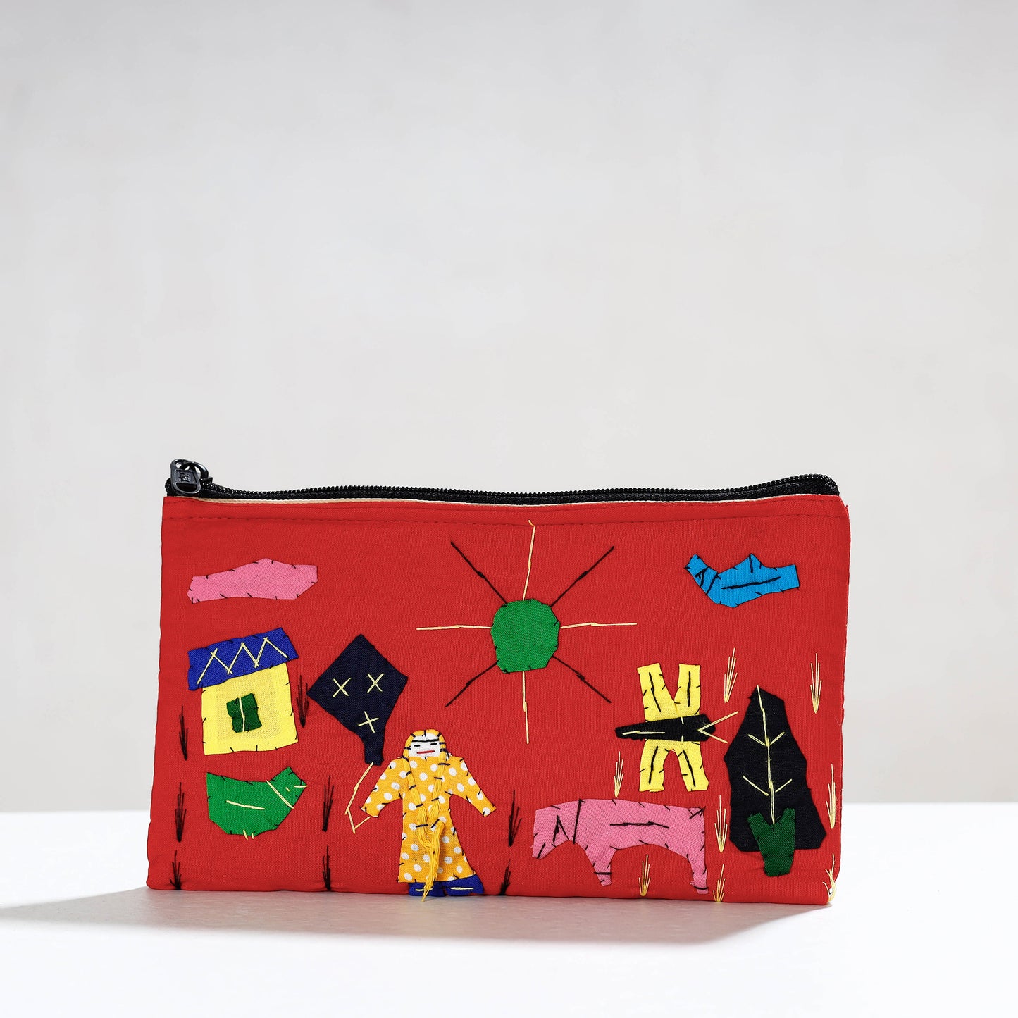 Pipli Applique Work Cotton Cosmetic Pouch