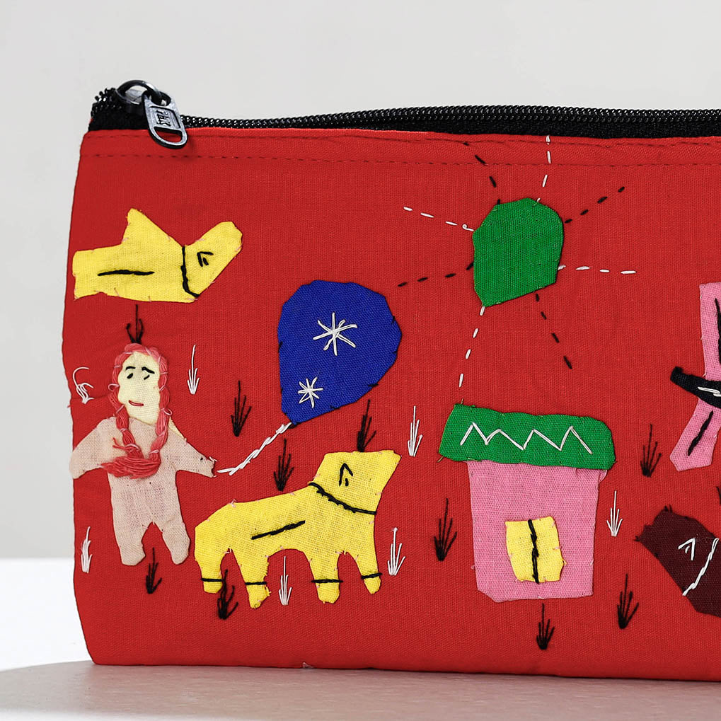 Pipli Applique Work Cotton Cosmetic Pouch