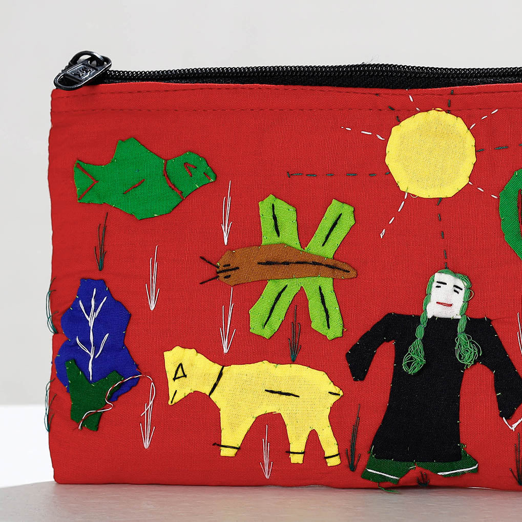 Pipli Applique Work Cotton Cosmetic Pouch