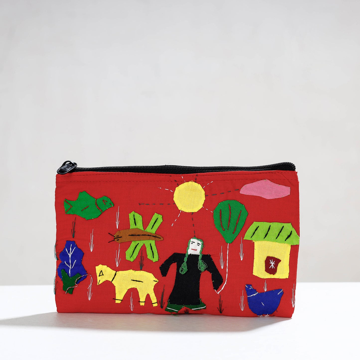 Pipli Applique Work Cotton Cosmetic Pouch