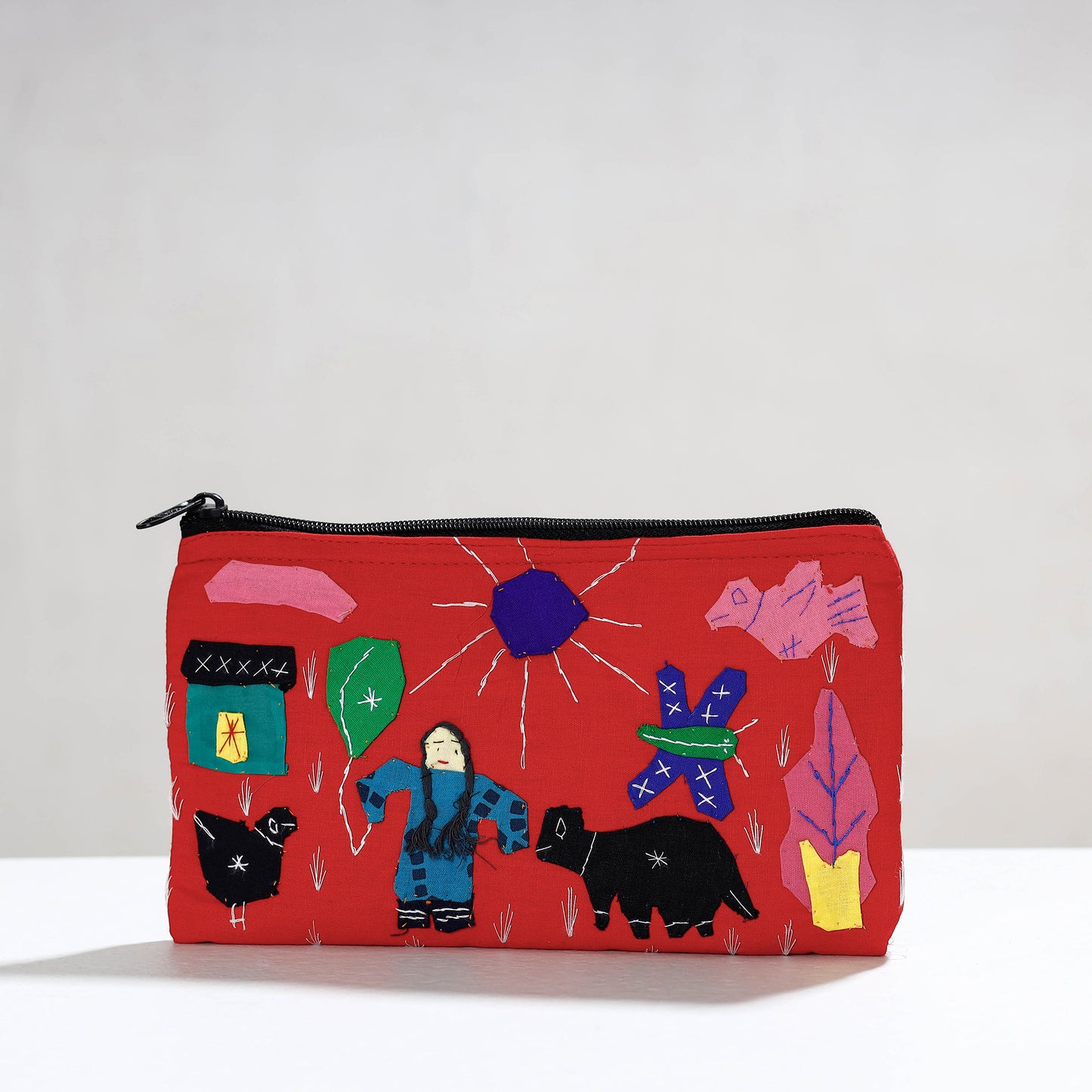 Pipli Applique Work Cotton Cosmetic Pouch