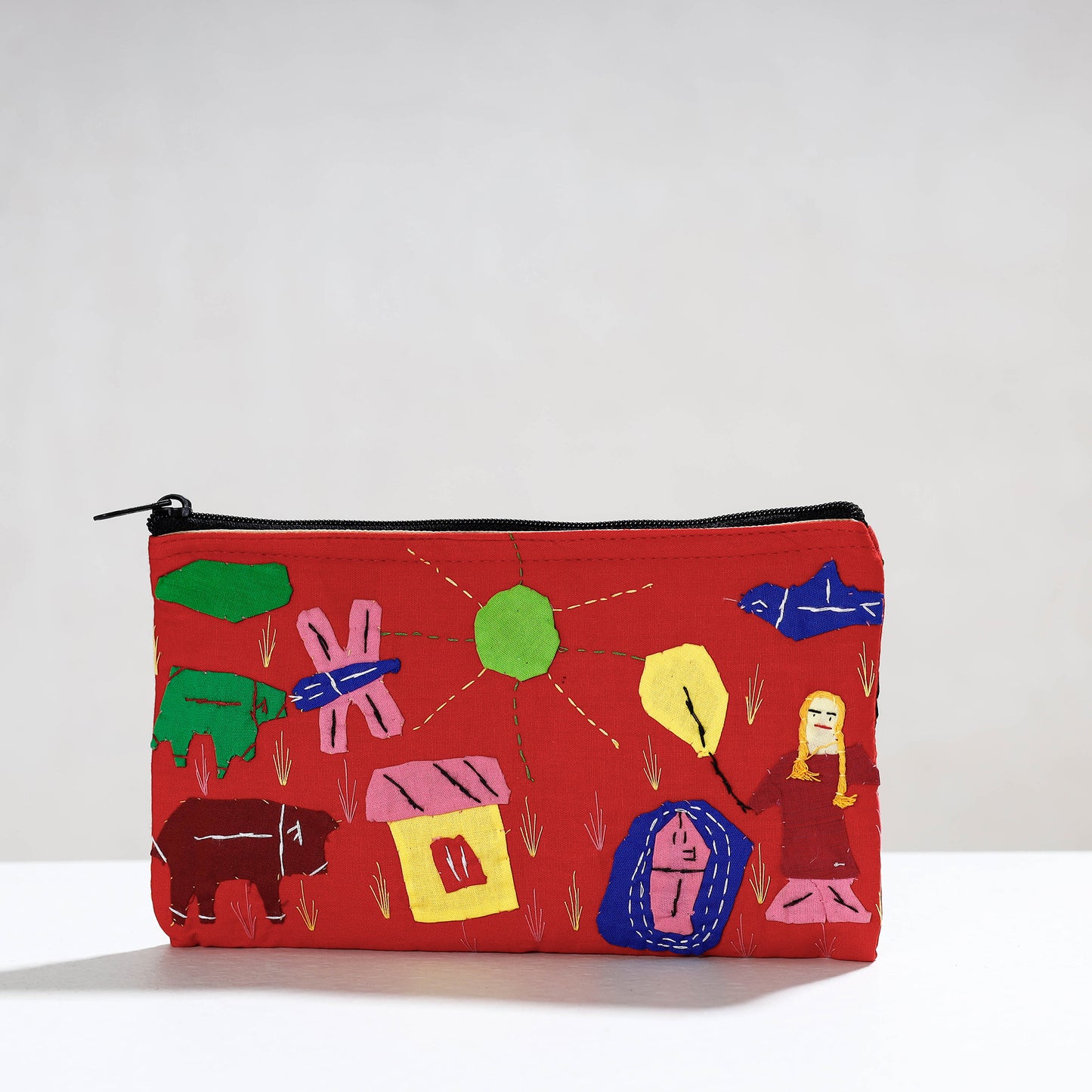 Pipli Applique Work Cotton Cosmetic Pouch