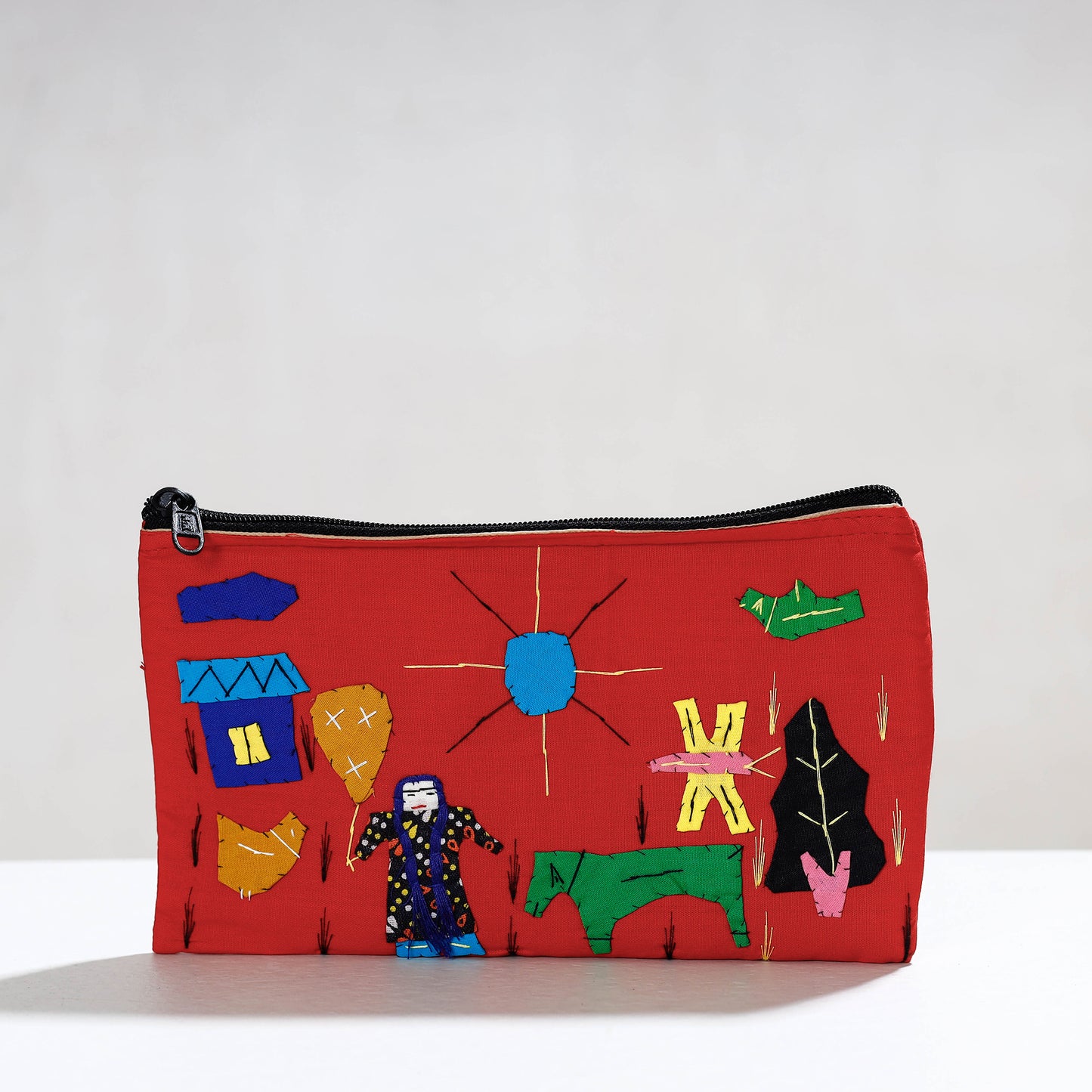 Pipli Applique Work Cotton Cosmetic Pouch