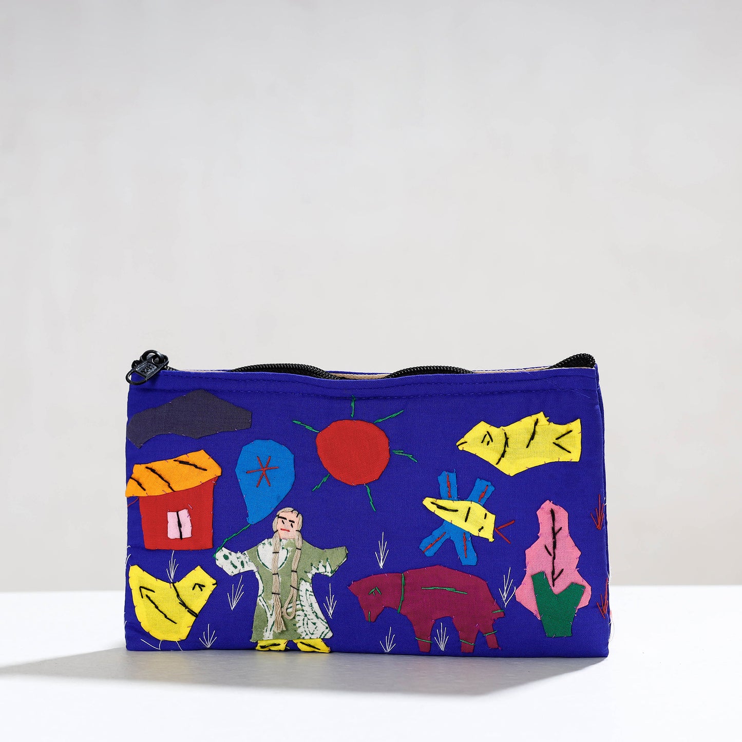 Pipli Applique Work Cotton Cosmetic Pouch