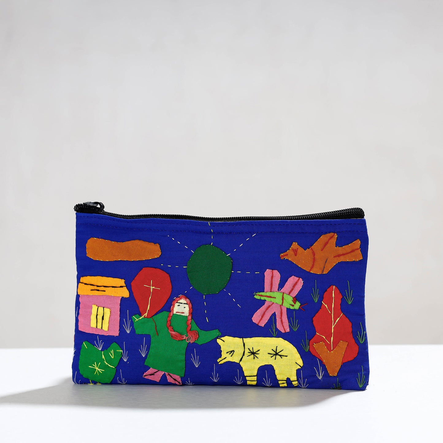 Pipli Applique Work Cotton Cosmetic Pouch