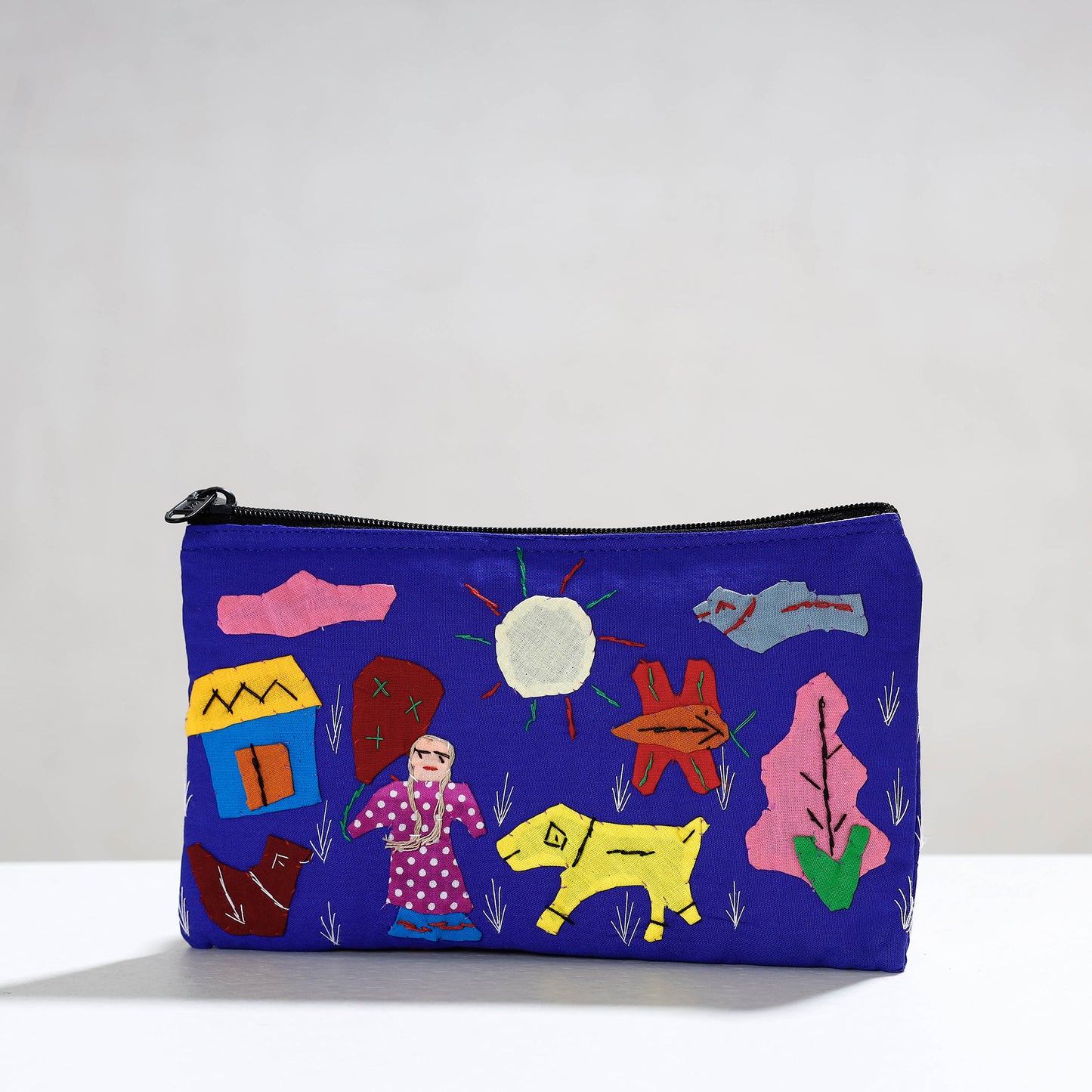 Pipli Applique Work Cotton Cosmetic Pouch