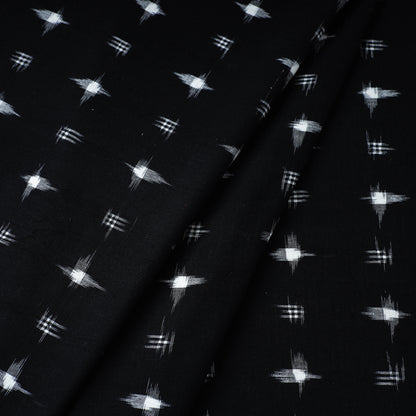 Black with White Rectangle Pochampally Double Ikat Handloom Cotton Fabric