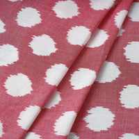 Pink with White Pochampally Double Ikat Handloom Cotton Fabric 02