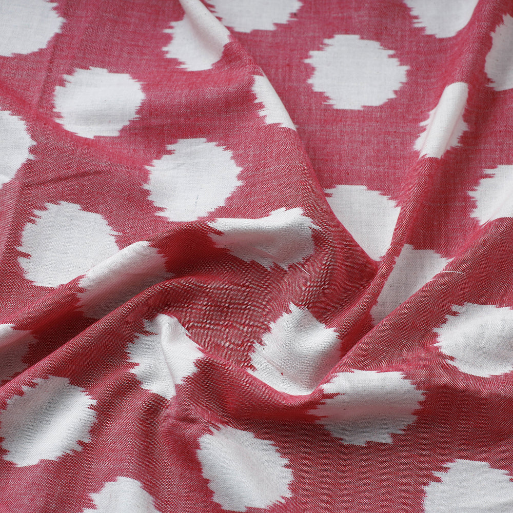 Pink with White Pochampally Double Ikat Handloom Cotton Fabric 02